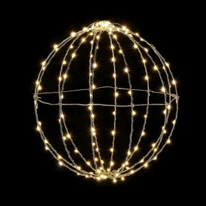 Weihnachtsbeleuchtung^DecoWoerner LED-Leuchtkugel Für Außen, LED Warm - Weiß, 30 Cm Ø silber