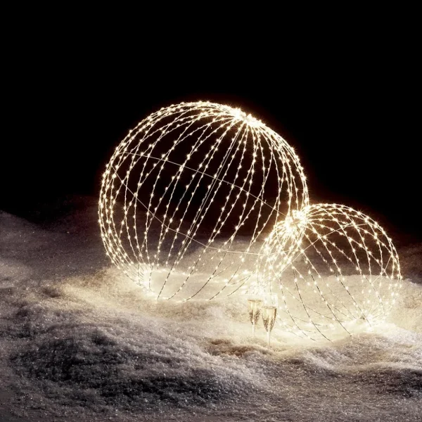 Weihnachtsbeleuchtung^DecoWoerner LED-Leuchtkugel Für Außen, LED Warm - Weiß, 30 Cm Ø silber