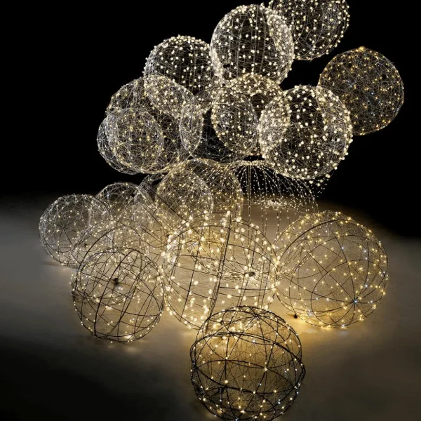 Weihnachtsbeleuchtung^DecoWoerner LED-Leuchtkugel Für Außen, LED Warm - Weiß, 30 Cm Ø silber