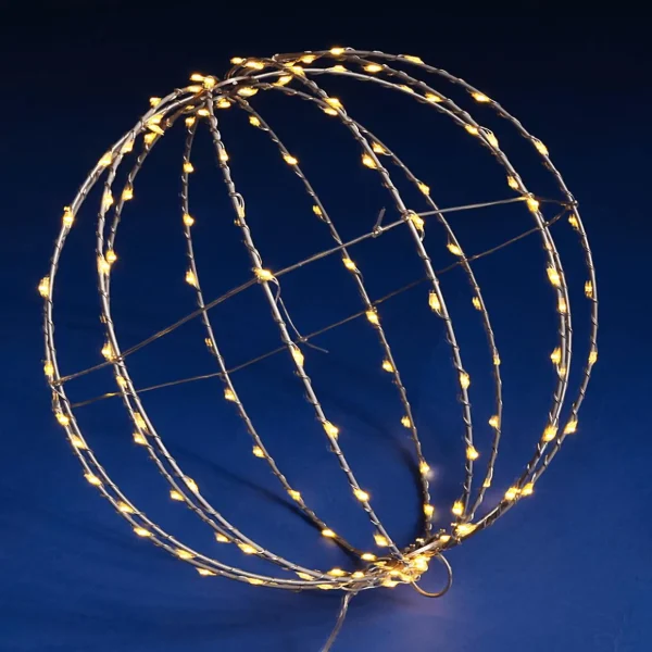 Weihnachtsbeleuchtung^DecoWoerner LED-Leuchtkugel Für Außen, LED Warm - Weiß, 30 Cm Ø silber