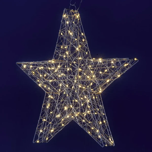 Weihnachtssterne | Weihnachtsbeleuchtung^DecoWoerner LED-Leuchtstern, 58 Cm Ø silber