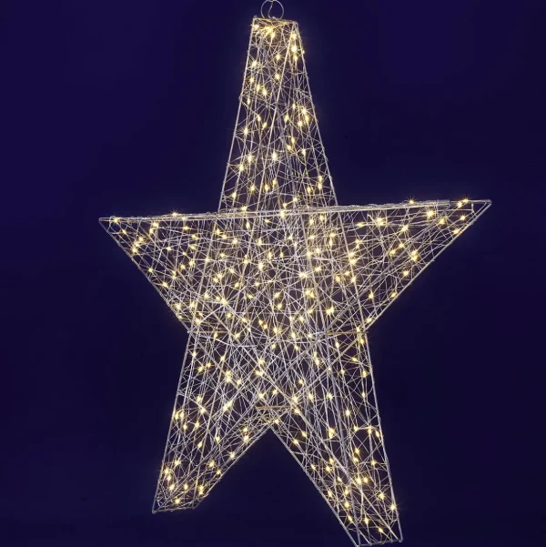 Weihnachtssterne | Weihnachtsbeleuchtung^DecoWoerner LED-Leuchtstern, 78 Cm Ø silber