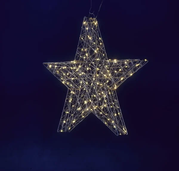 Weihnachtssterne | Weihnachtsbeleuchtung^DecoWoerner LED-Leuchtstern, 58 Cm Ø silber