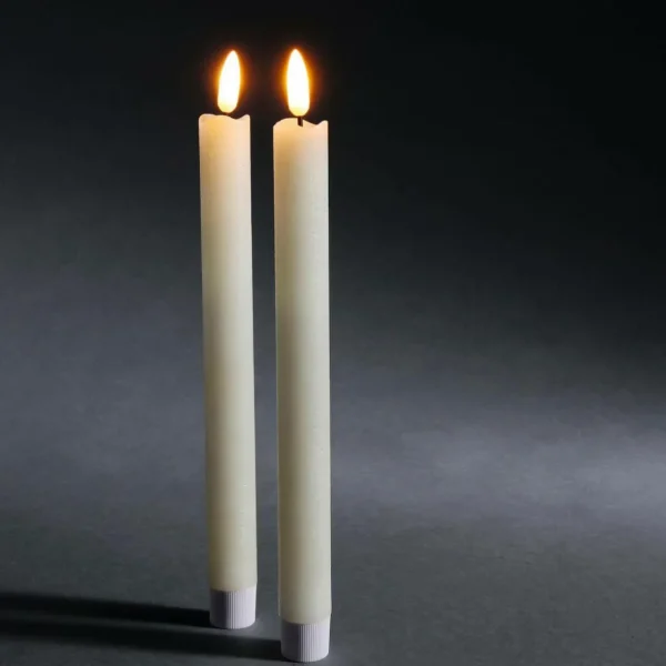 Deko-Licht^DecoWoerner LED-Wachs Tafel-Kerzen 24,5 Cm, 2er Set weiß