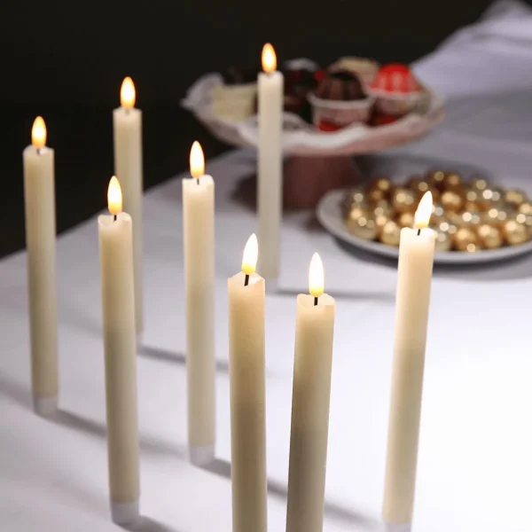 Deko-Licht^DecoWoerner LED-Wachs Tafel-Kerzen 24,5 Cm, 2er Set weiß