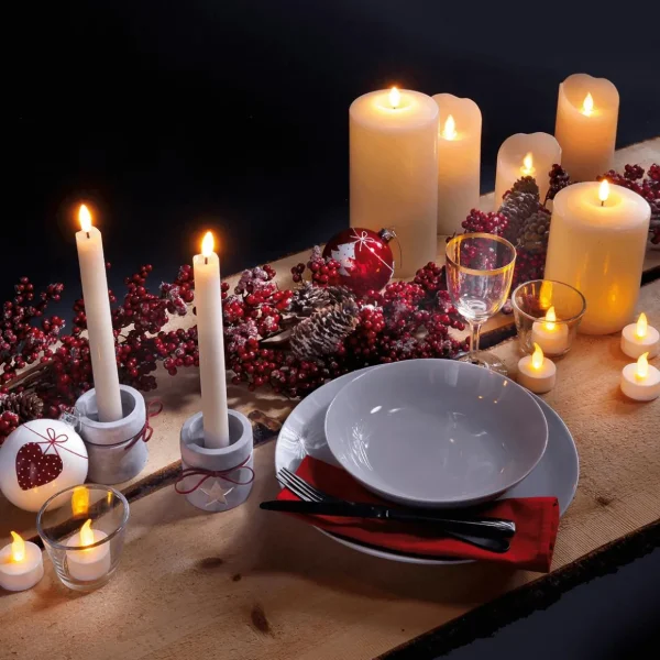 Deko-Licht^DecoWoerner LED-Wachs Tafel-Kerzen 24,5 Cm, 2er Set weiß