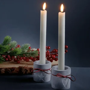 Deko-Licht^DecoWoerner LED-Wachs Tafel-Kerzen 24,5 Cm, 2er Set weiß