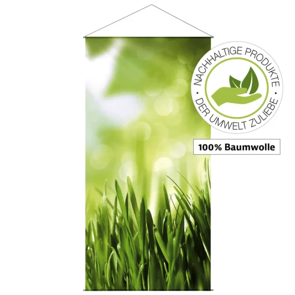 Sommer-Banner | Frühlingsbanner^DecoWoerner Lichtechter Naturfaser-Stoffbanner "Frühlingsgras" Aus Baumwolle 100 X 200 Cm grün