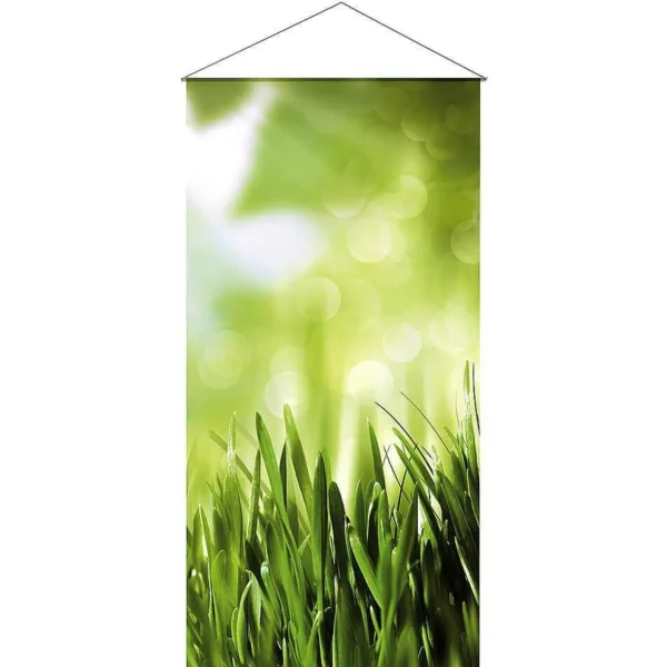 Sommer-Banner | Frühlingsbanner^DecoWoerner Lichtechter Naturfaser-Stoffbanner "Frühlingsgras" Aus Baumwolle 100 X 200 Cm grün