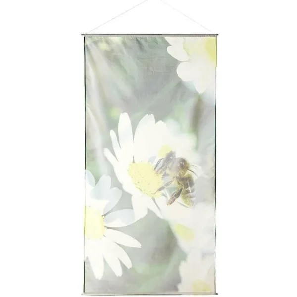 Frühlingsbanner^DecoWoerner Lichtechter Naturfaser-Stoffbanner "Biene" Aus Baumwolle 100 X 200 Cm grün
