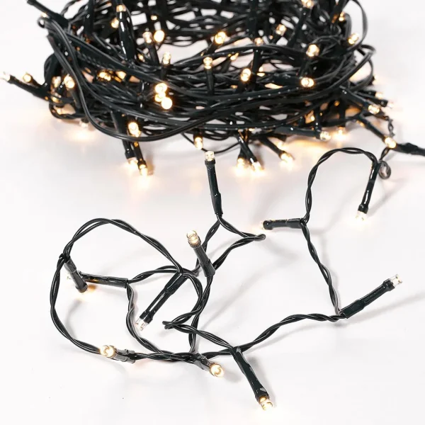 Weihnachtsbeleuchtung^DecoWoerner Lichterkette Grün 9 M, 120 LED Warm-weiß IP44