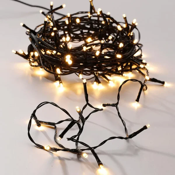 Weihnachtsbeleuchtung^DecoWoerner Lichterkette Grün 9 M, 120 LED Warm-weiß IP44