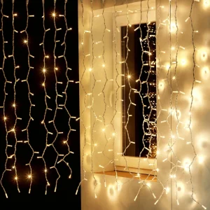 Weihnachtsbeleuchtung^DecoWoerner Lichtvorhang 200 X 80 Cm 160LED IP44, Weiß