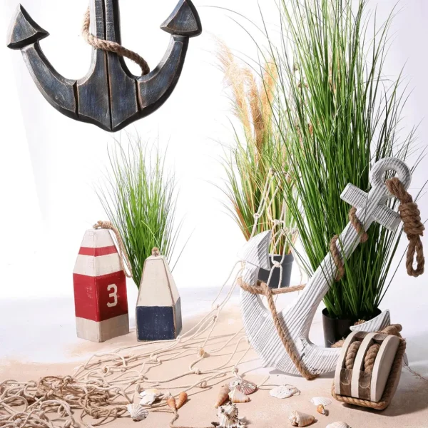 Naturdeko | Sommerdeko^DecoWoerner Maritimer Deko Anker , 60 Cm Lang blau