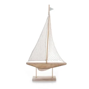 Sommerdeko^DecoWoerner Maritimes Segelboot 90 Cm weiß