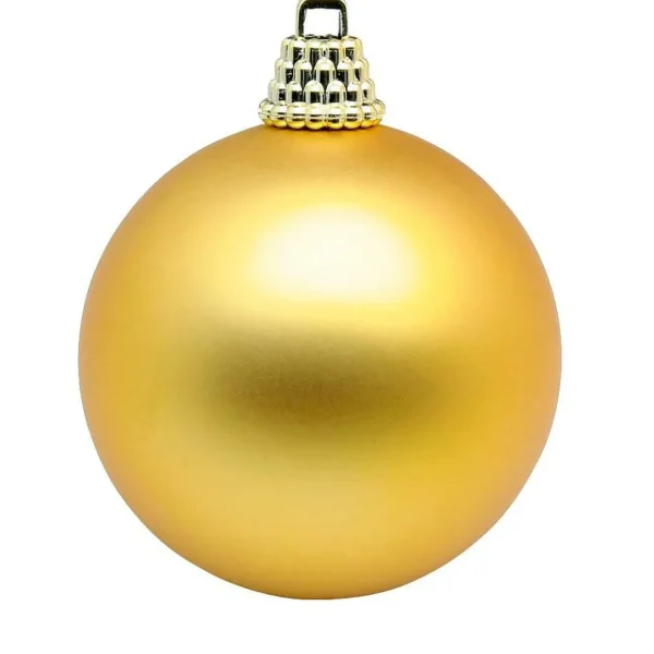 Weihnachtskugeln^DecoWoerner Matte, Dunkelene Weihnachtskugeln Aus Plastik, 6 Cm Ø – 24 Stück gold