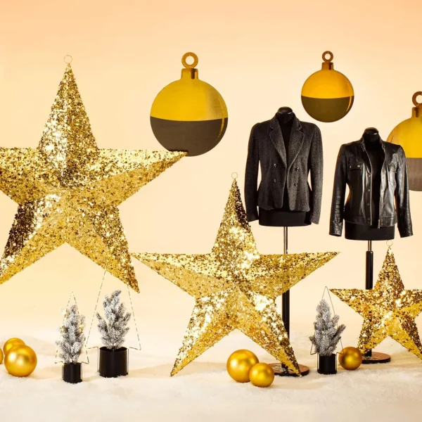 Weihnachtssterne^DecoWoerner Metall Deko-Stern, Mit Pailletten, 80 Cm Ø gold