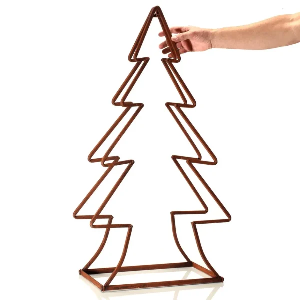 Weihnachtsfiguren^DecoWoerner Metall Tannen Silhouette Mit Edelrost Patina 49 X 23 X 90 Cm braun