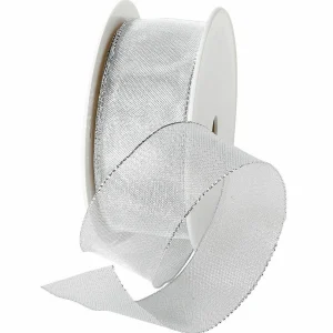 Geschenkband^DecoWoerner Metallic-Netzband, 40 Mm Breit 25 M silber