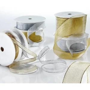 Geschenkband^DecoWoerner Metallic-Netzband, 40 Mm Breit 25 M silber