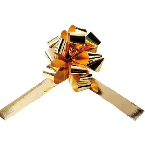 Geschenkschleifen^DecoWoerner Metallic-Ziehschleifen, 10 Cm Ø, , 50 Stück gold