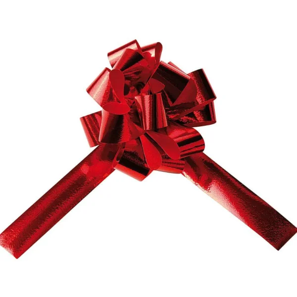 Geschenkschleifen^DecoWoerner Metallic-Ziehschleifen, 10 Cm Ø, , 50 Stück rot