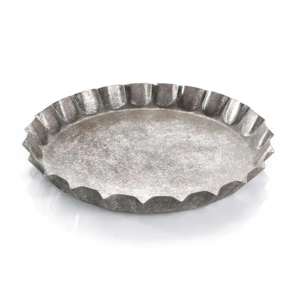 Sommerdeko^DecoWoerner Metall-Kronkorkentablett, 30 Cm Ø, 4 Cm Hoch silber