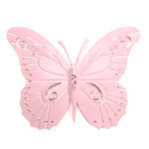 Frühlingsdeko^DecoWoerner Metall-Schmetterling Wanddekoration 35 X 44 Cm rosa