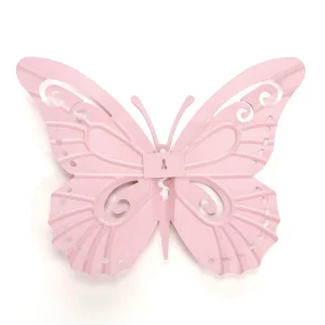 Frühlingsdeko^DecoWoerner Metall-Schmetterling Wanddekoration 35 X 44 Cm rosa