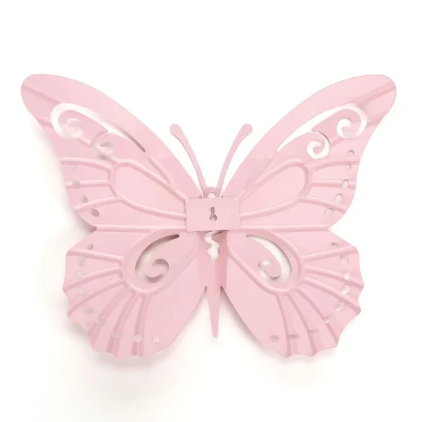Frühlingsdeko^DecoWoerner Metall-Schmetterling Wanddekoration 35 X 44 Cm rosa