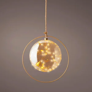 Weihnachtsbeleuchtung^DecoWoerner Micro LED Kugel 26 Cm gold