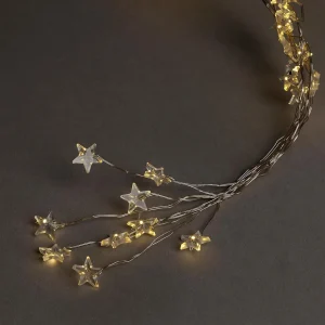 Deko-Licht | Weihnachtsbeleuchtung^DecoWoerner Micro LED-Stern-Draht-Lichterkette Batteriebetrieben Warmes Licht 80 Cm transparent