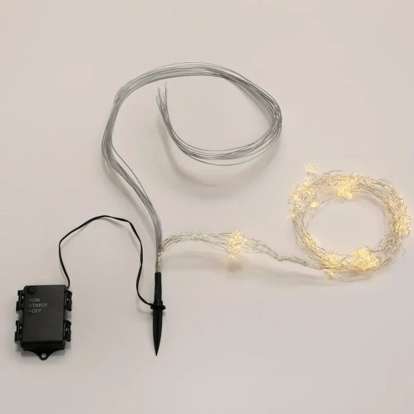 Deko-Licht | Weihnachtsbeleuchtung^DecoWoerner Micro LED-Stern-Draht-Lichterkette Batteriebetrieben Warmes Licht 80 Cm transparent