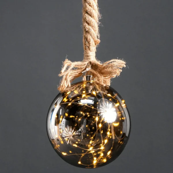 Weihnachtsbeleuchtung^DecoWoerner Micro-LED Kugel Mit Batterie, 14 Cm Ø schwarz