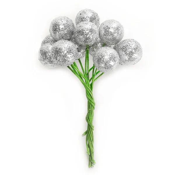 Weihnachtskugeln^DecoWoerner Mini Glitzer Weihnachtskugeln Am Draht silber