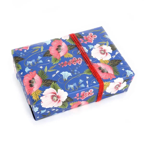 Geschenkpapier | Go Green - Nachhaltige Geschenkverpackung^DecoWoerner Nachhaltiges, es Geschenkpapier Mit Blumen Und Libellen – 50 M Geschenkpapier-Rolle blau