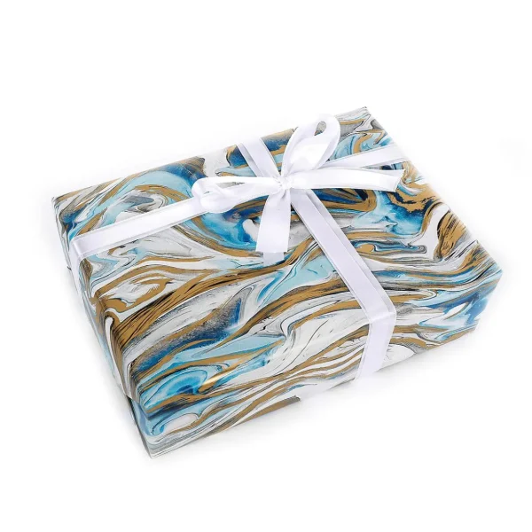 Geschenkpapier | Go Green - Nachhaltige Geschenkverpackung^DecoWoerner Nachhaltiges, Marmoriertes Geschenkpapier In Blau & Gold – 50 M Geschenkpapier-Rolle mehrfarbig