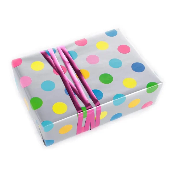 Geschenkpapier | Go Green - Nachhaltige Geschenkverpackung^DecoWoerner Nachhaltiges, nes Geschenkpapier Mit Bunten Punkten – 50 M Geschenkpapier-Rolle silber