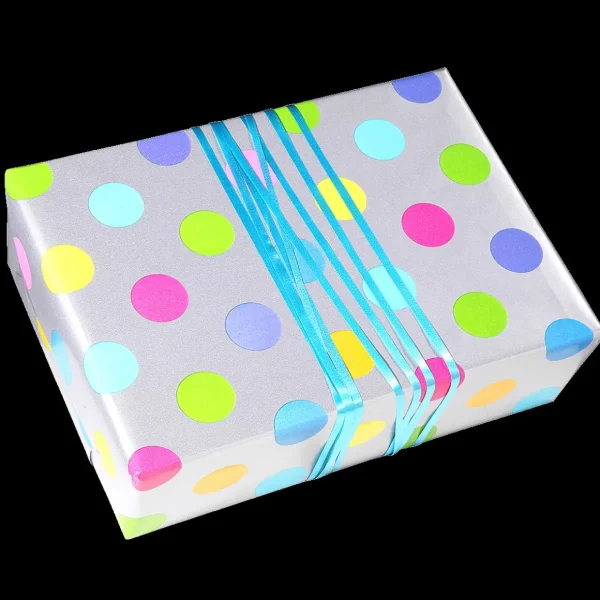 Geschenkpapier | Go Green - Nachhaltige Geschenkverpackung^DecoWoerner Nachhaltiges, nes Geschenkpapier Mit Bunten Punkten – 50 M Geschenkpapier-Rolle silber
