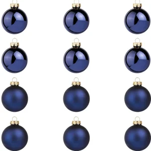 Weihnachtskugeln^DecoWoerner Nachte Weihnachtskugeln Aus Glas 8 Cm Ø – 12 Stück blau