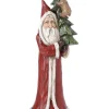 Weihnachtsfiguren^DecoWoerner Naturgetreu Bemalter Weihnachtsmann In Holzoptik 51 Cm rot