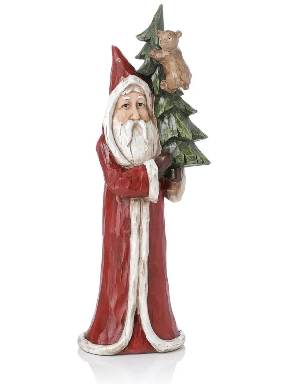 Weihnachtsfiguren^DecoWoerner Naturgetreu Bemalter Weihnachtsmann In Holzoptik 51 Cm rot