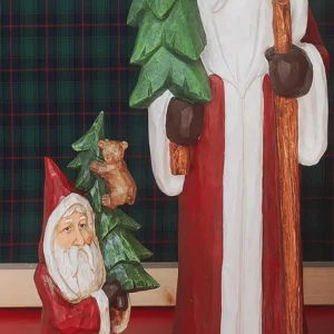 Weihnachtsfiguren^DecoWoerner Naturgetreu Bemalter Weihnachtsmann In Holzoptik 51 Cm rot