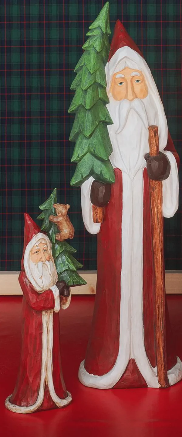 Weihnachtsfiguren^DecoWoerner Naturgetreu Bemalter Weihnachtsmann In Holzoptik 51 Cm rot