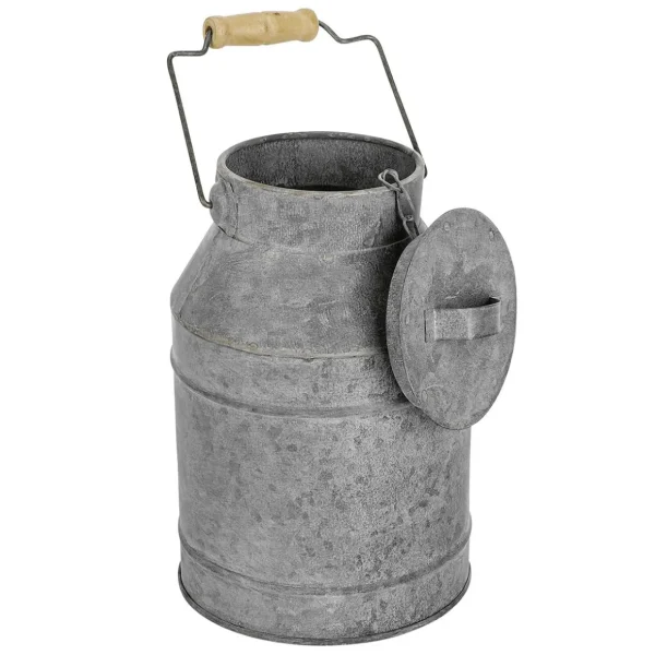 Themen-Deko | Pflanzengefäße & Dekorationshilfen^DecoWoerner Nostalgische Zink-Milchkanne 9 X 22 Cm silber
