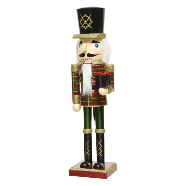 Weihnachtsfiguren^DecoWoerner Nussknacker Mit Geschenk Aus Holz 38 Cm rot