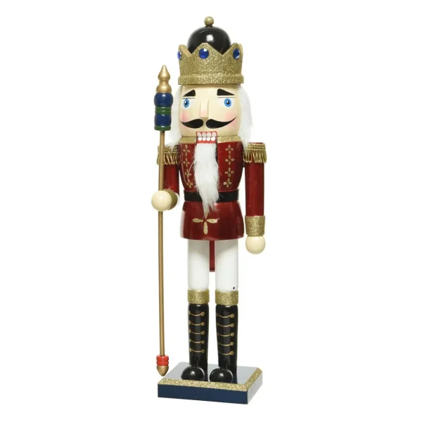 Weihnachtsfiguren^DecoWoerner Nussknacker Mit Zepter Aus Holz 38 Cm rot