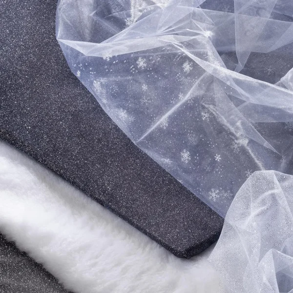 Winterdeko | Stoffe^DecoWoerner Organza Stoff Schneeflocken 150 Cm Breit weiß