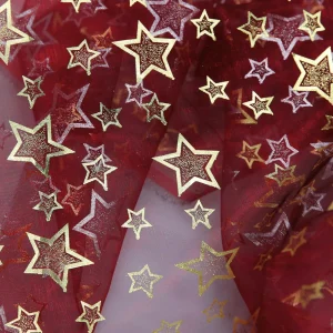 Stoffe^DecoWoerner Organza-Stoff "Sternchen" 145 Cm Breit rot
