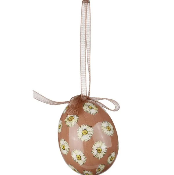 Osterdeko^DecoWoerner Ostereier-Set, 5 Cm & Braun Mit Blumenmuster & Schleife 8tlg. Beige